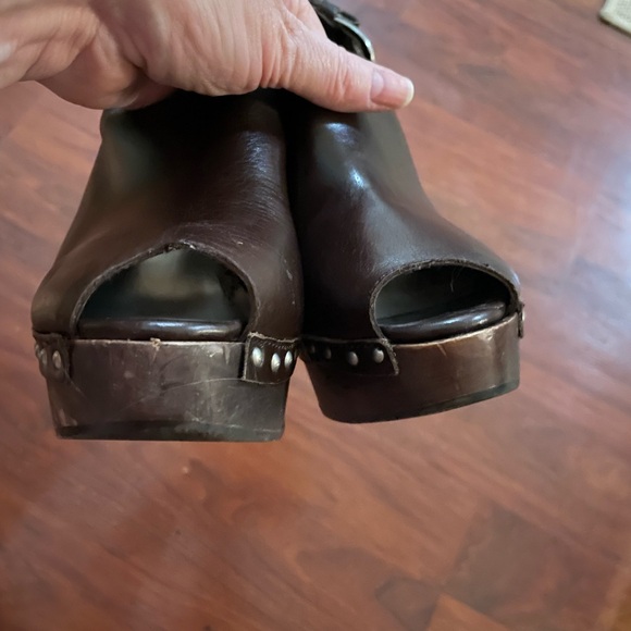 Daniblack Open Peep Toe Clog size 9.5 Brown ESPRESSO WAXY NAPPA shoe sling back - Picture 6 of 16